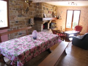 Crozon - Maison de Penfond - Salon / salle � manger avec chemin�e
