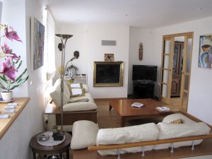 Crozon - Maison rue Cap Chvre - Salon avec TV et chemine