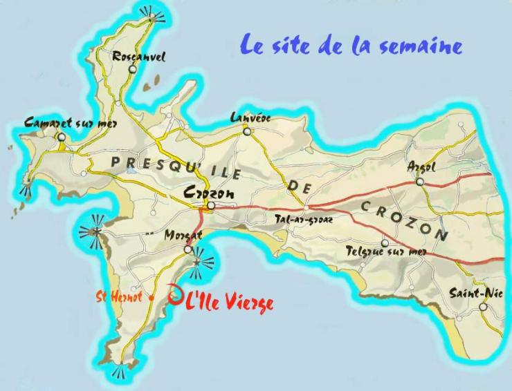CROZON, carte de la Presqu'ile de Crozon Finistre, en Bretagne, bout du monde...